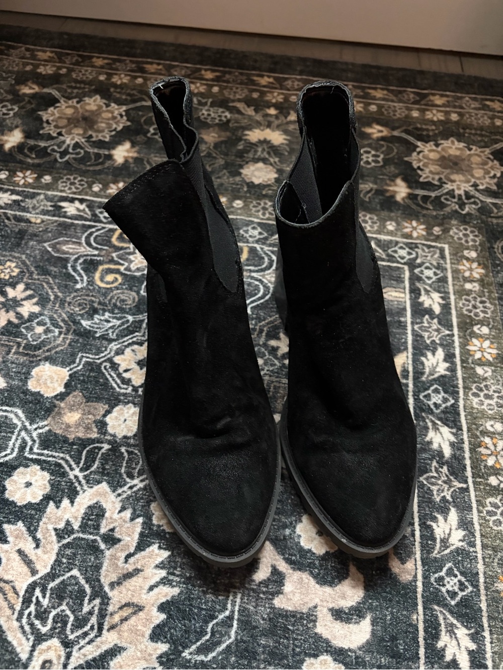 Vince Camuto Black Suede Chelsea Ankle Boots